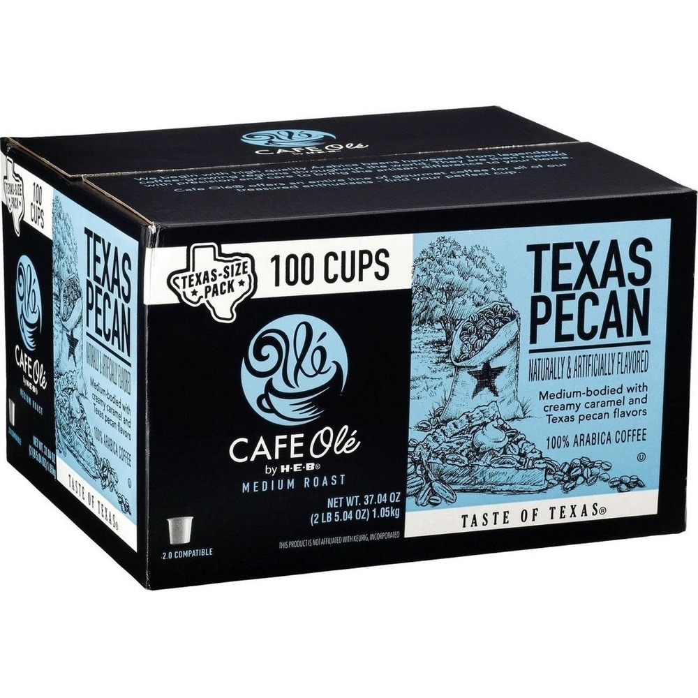 HEB Cafe Ole Texas Pecan Medium Roast Coffee Single Serve Cups 100 ct